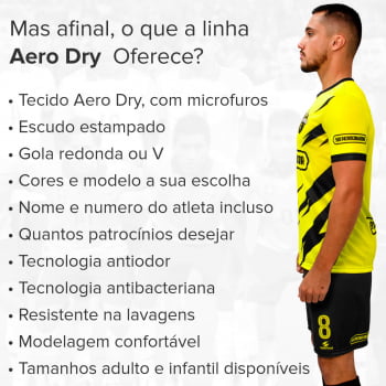 UNIFORME FUTEBOL PERSONALIZADO LINHA AERO DRY / CAMISA + CALÇÃO