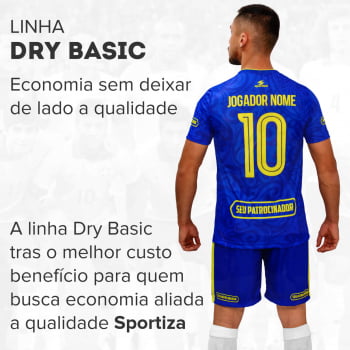 UNIFORME FUTEBOL PERSONALIZADO LINHA DRY BASIC / CAMISA + CALÇÃO